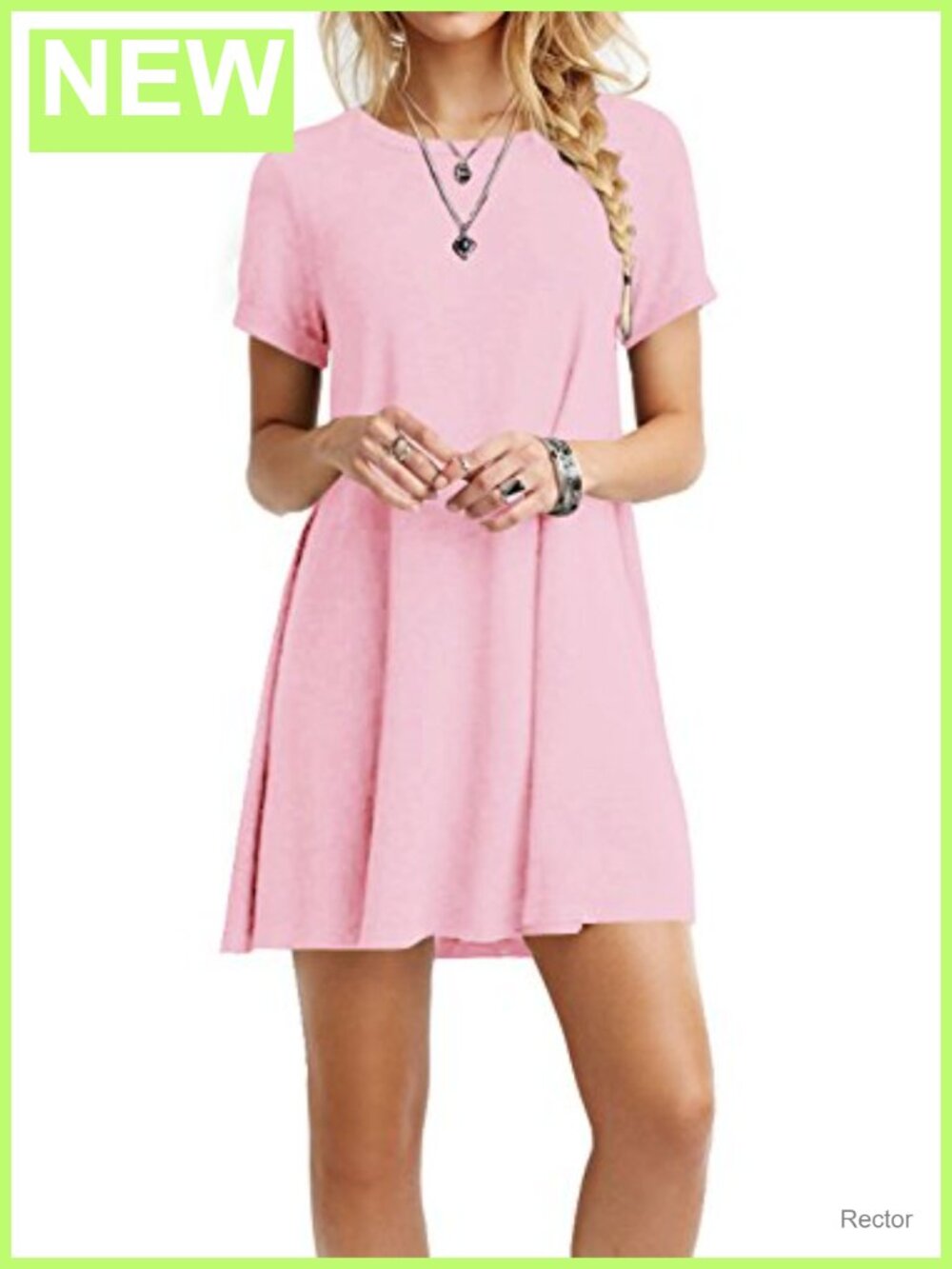 Women's Casual Loose Flowy Short Sleeve T-Shirt Dress Mini A-Line